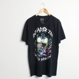 Invader Zim Shirt Mens Large Black World Domination Graphic Nickelodeon Tee
